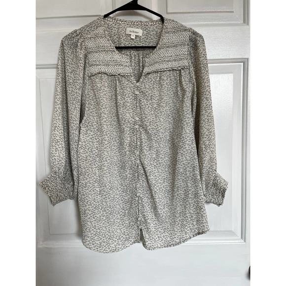 Bohme Peasant HIppie Boho Floral Blouse size M 3/4 Length Sleeves Adorable - Picture 1 of 9